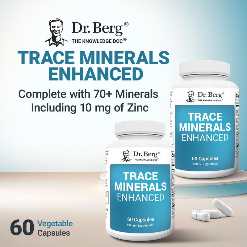 Dr. Berg Trace Minerals Enhanced Complex - Complete with 70+ Minerals Including 10 mg of Zinc - Dietary Supplement - 60 Capsules 60 Count (Pack of 1)