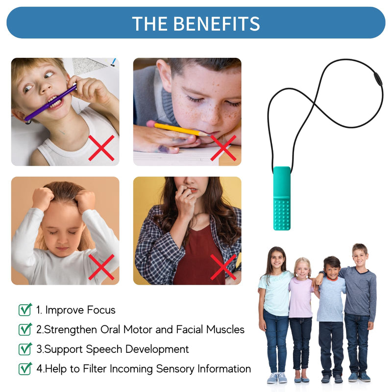 [Australia] - Chewy Necklaces for Sensory Kids, 6 Packs Silicone Teething Oral Motor Aids Necklace for Aggressive Chewers with Autism, ADHD, SPD, or Special Need 
