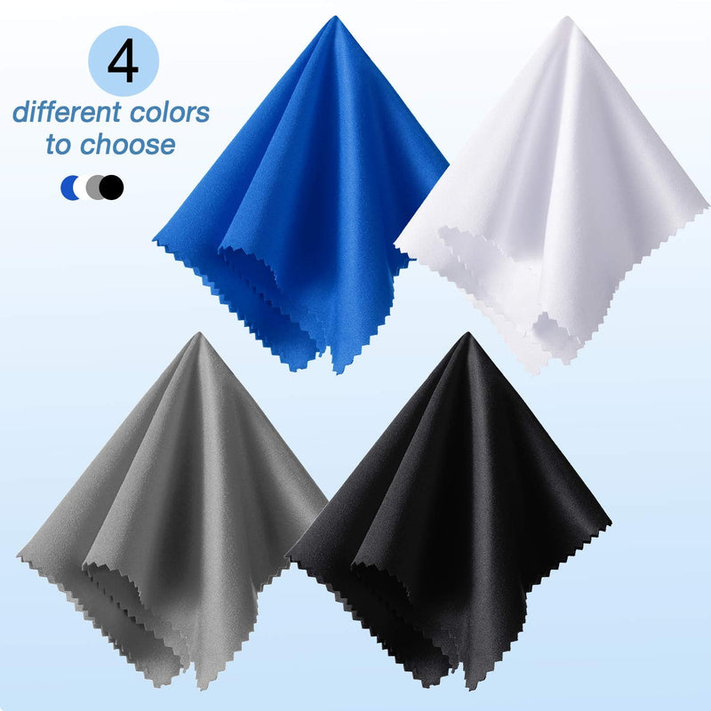 [Australia] - Frienda 12 Pack Large Microfiber Glass Cleaning Cloths 12 x 12 Inch Oversized Eyeglass Sunglasses Cleaning Cloths for Electronics Glasses Screens and Lenses(Black, White, Gray, Royal Blue) Black, White, Gray, Royal Blue 