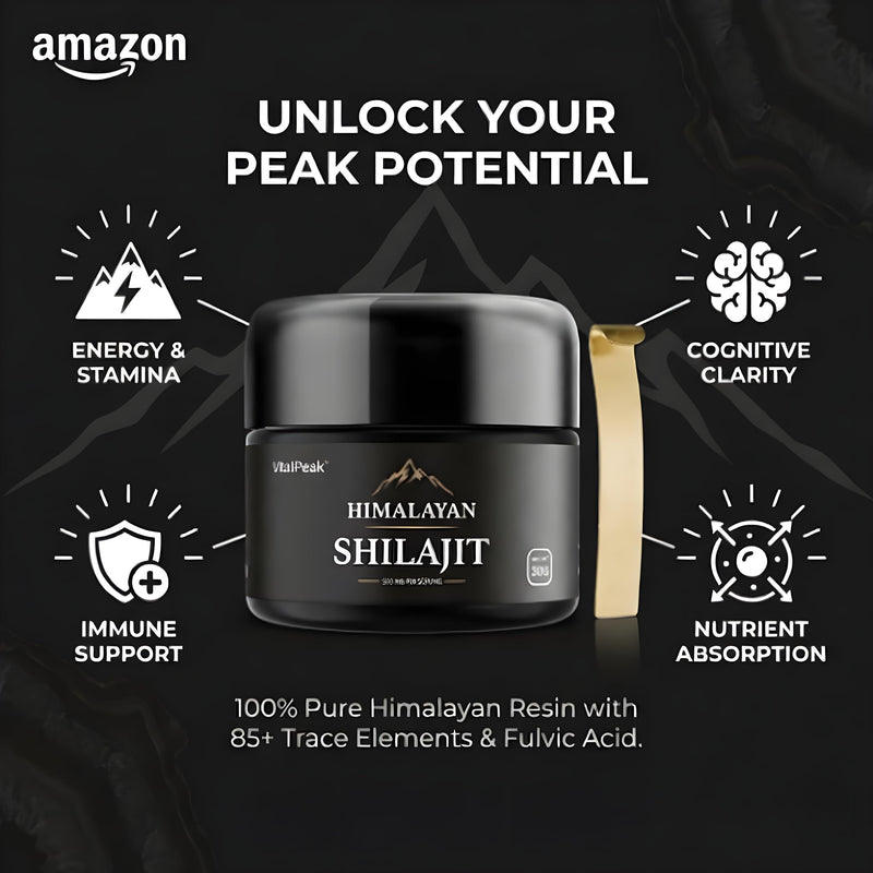 Pure Himalayan Shilajit Resin – 100% Natural Energy + Mineral Supplement – 500 mg Daily Dose – 85+ Trace Minerals + Fulvic Acid – Natural Vitality Enhancer 30G