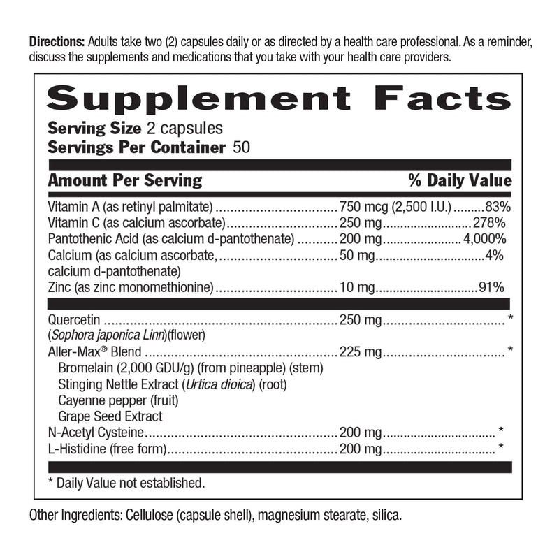 [Australia] - Country Life Aller-Max - Quercetin Supplements with Bromelain - Immune Support with Vitamin C, Zinc, and Botanical Blend - Certified Gluten-Free, Vegan (100 Count (Pack of 1)) 