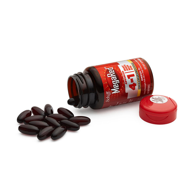 [Australia] - Megared Omega-3 Fish & Krill Oil Supplement 900mg - MegaRed Advanced 4in1, 60 softgels, 2x More Omega-3, Heart, Joint, Brain and Eye Supplement, Red, 60 Count 