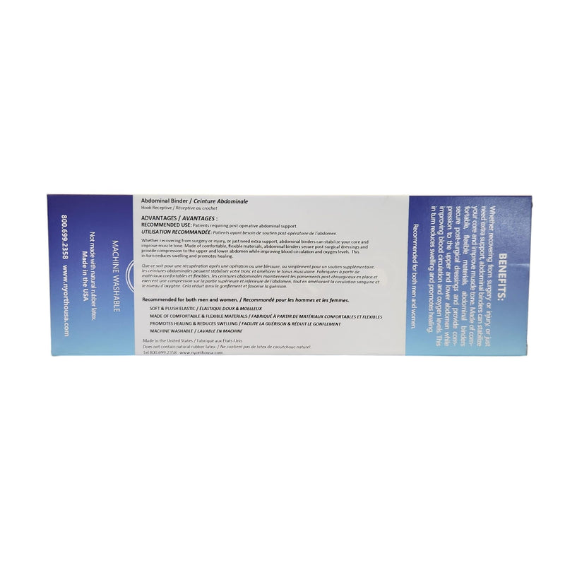NYOrtho Tapered Abdominal Binder - Firm Compression Wrap - Breathable Stomach Support Post Injury or Surgery - with Contoured Body-Specific Design - 42-48 Inch - Made in USA 6 Inch High