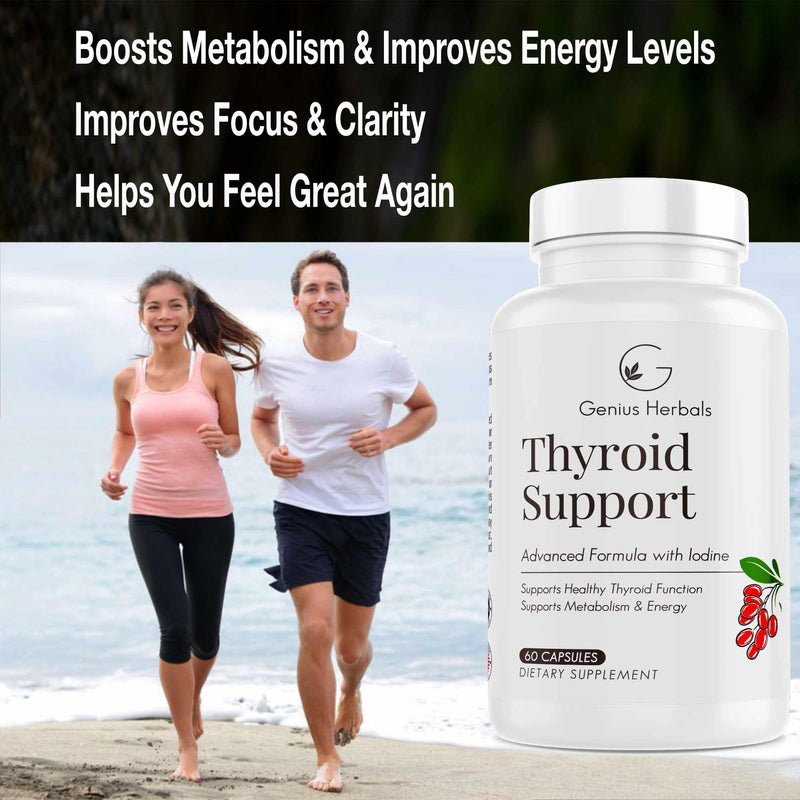 [Australia] - Thyroid Support - Advanced Formula with Iodine, Supports Metabolism & Energy, Supports Healthy Thyroid. Non-GMO Thyroid Supplement - 60 Capsules 