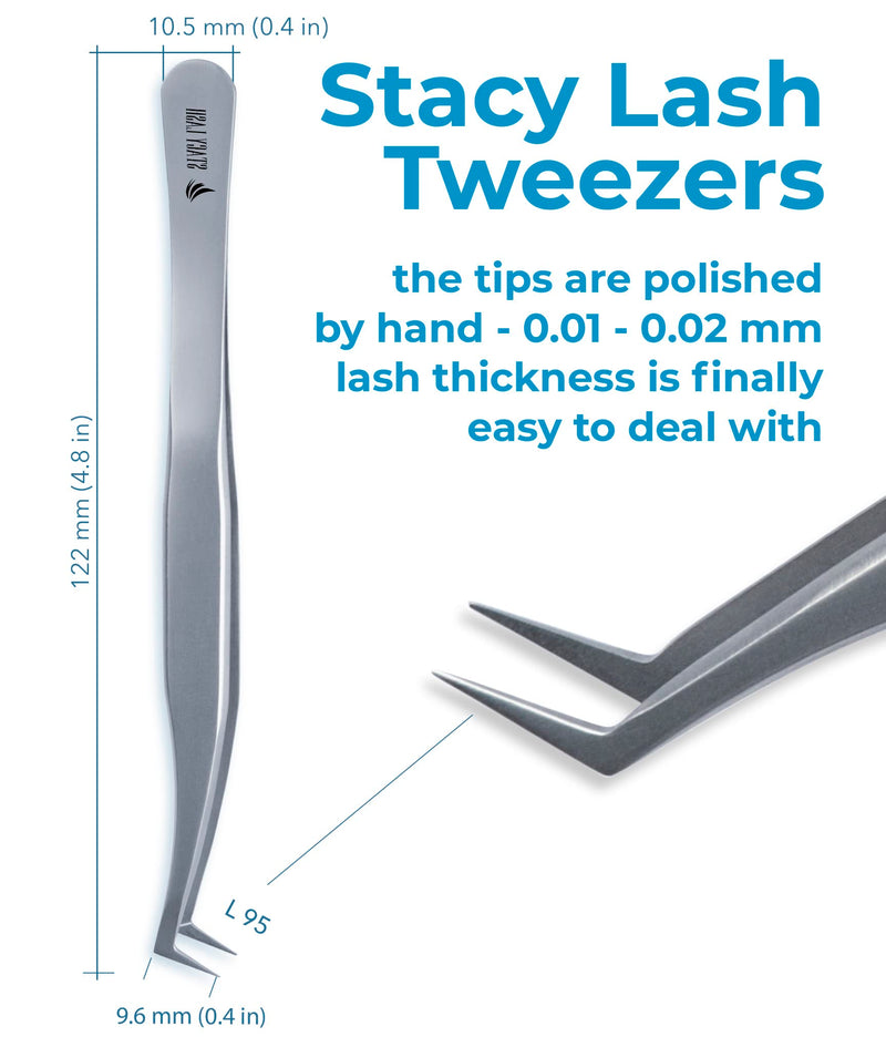 Extra Bonder & Stacy Lash STL-6 Volume L-Shaped Tweezers/Super Sealer/Prevents Adhesive Shock Polymerization/Precision Stainless Steel Tool/Angled Tips/Professional Supplies