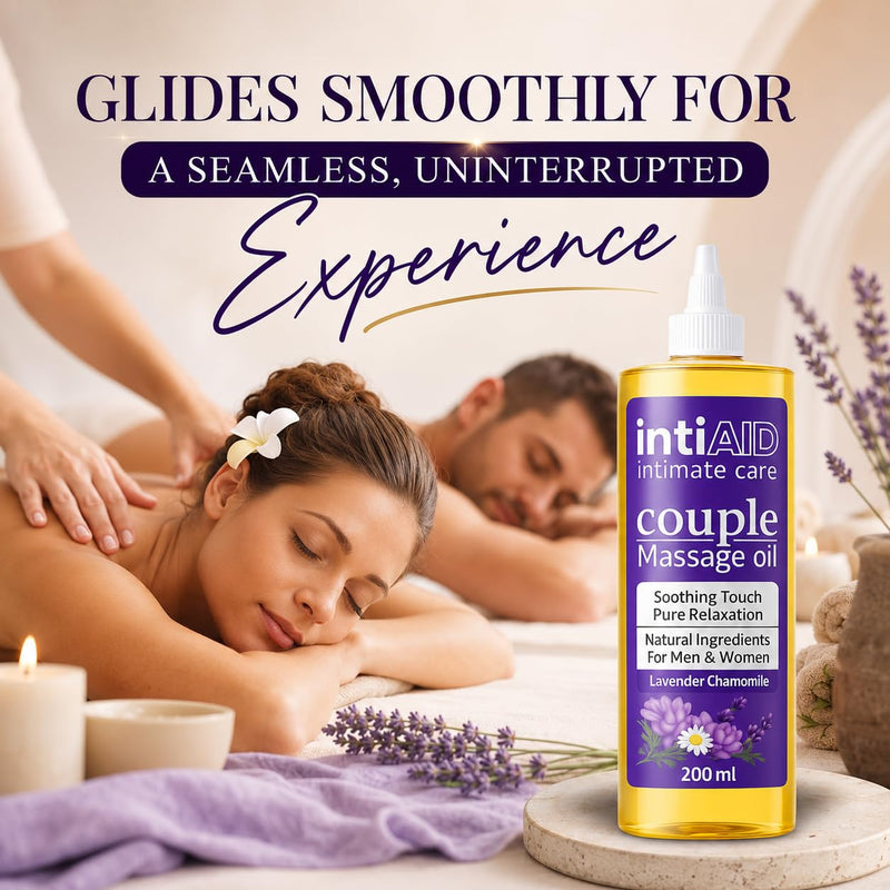 Couple Massage Oil for Date Night & Massage Therapy | Sensual Massage Oil with Lavender & Chamomile | Natural Almond Oil, Jojoba OIl & Vitamin E | 7 Fl Oz Couple Massage Oil