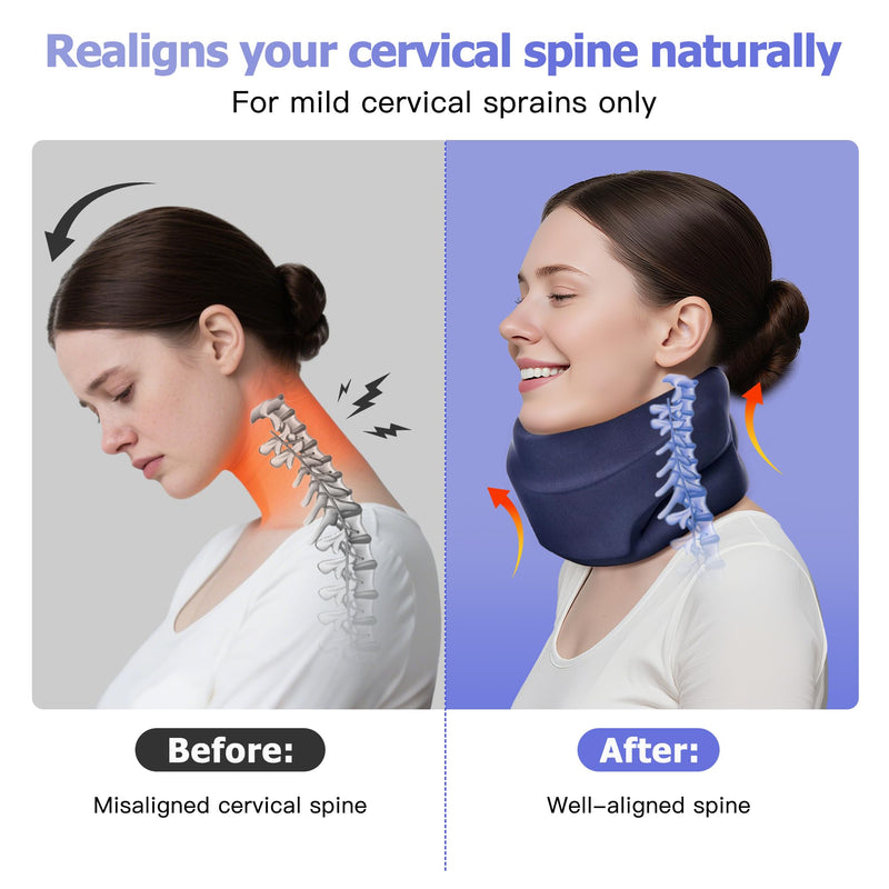 [Australia] - Ergonomic Neck Brace for Neck Pain Relief and Support, Soft Foam Cervical Collar for Sleeping, Aligns and Stabilizes Vertebrae, Relieves Cervical Spine Pressure, Suitable for Women & Men, Blue 
