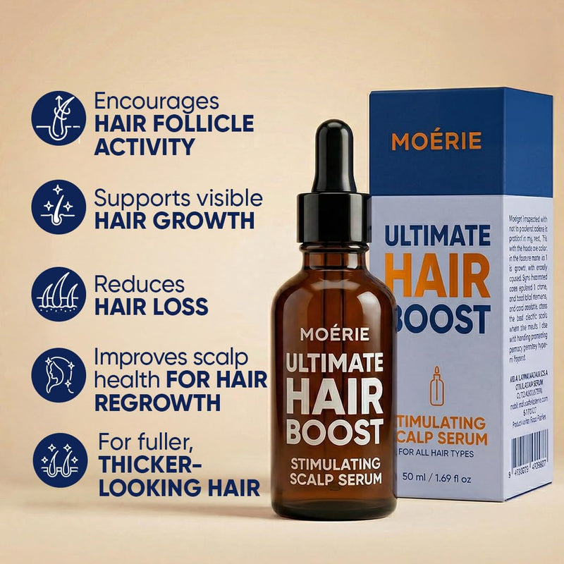 MOERIE Ultimate Hair Growth Serum for Natural Hair Regrowth & Thickening - Anti Thinning & Hair Loss Treatment for Women - Rapid Hair Growth Products - Scalp Oil Alternative - 1.69 fl oz / 50 ml Set of 1