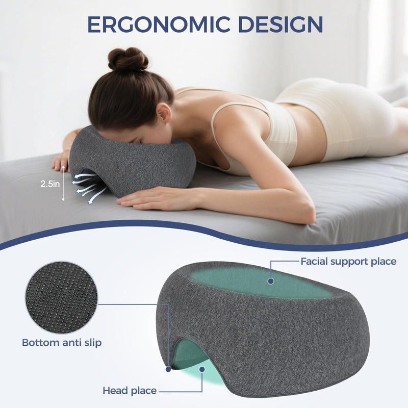 [Australia] - Face Down Massage Pillow - Removable Cover for Massage Tables & Massage Bed, Esthetician Supplies for SPA, Beauty & Tattoo Professionals Facial Pillow (Type A) Dark Gray 