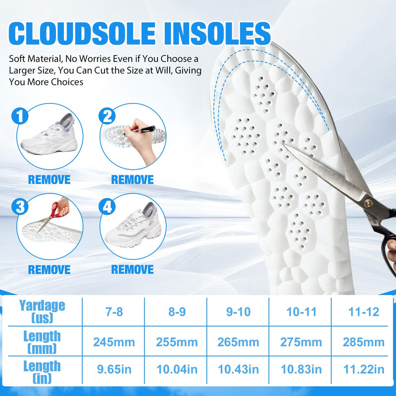 [Australia] - 4D Insoles - 4D Cloud Technology Insole - Super Soft, Ultra Comfort Insoles, 4D Sports Shoes Insoles, Acupoint Massage Insole for Foot & Joint Support (11-12, Black) 11-12 