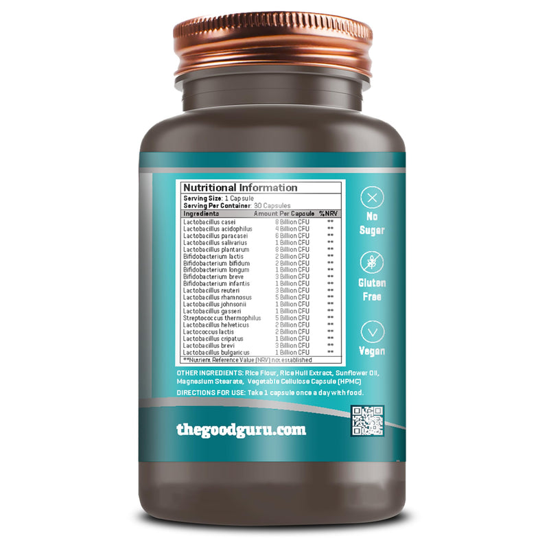 Bio-Cultures Probiotic 60 Billion CFU, 20 Cultures Strains Complex, Lactobacillus & Bifidobacterium – Vegan Daily Food Supplement – Gluten Free – 60 Capsules