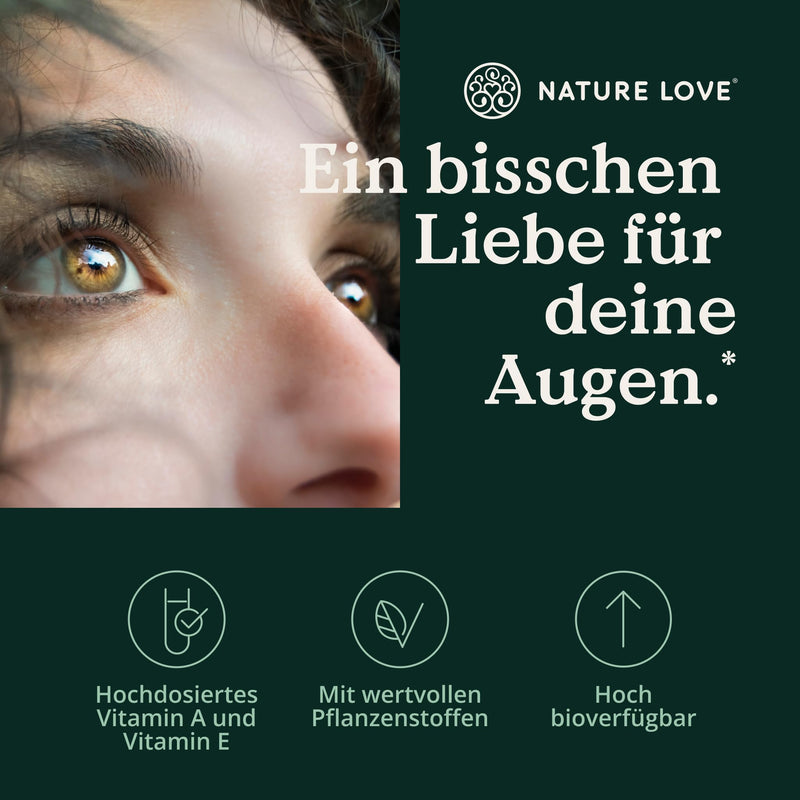 [Australia] - NATURE LOVE® eye vitamin complex - 90 capsules with vitamin A - with lutein, zeaxanthin and vitamin E - vegan, high dosage, without unnecessary additives - laboratory tested in Germany 