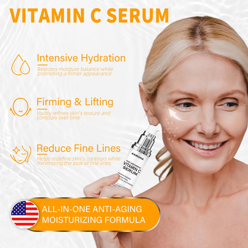 Super Vitamin C Face Serum for Women Over 70, Large Size 1.7 fl oz (50ml) - Fragrance-Free Multi-Tasking Age Defying Hydrating Complex for Mature Sensitive Skin 1.69 Fl Oz (Pack of 1)