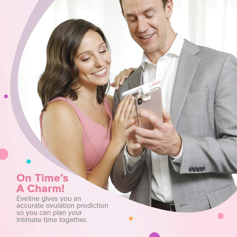 Eveline Digital Ovulation Test Predictor Kit - Easy at Home Ovulation Test Strips with Smart Scanner, Digital Results on Eveline App, 1 Cycle Supply Pregnancy Must-Haves - 99% Accuracy, 5 LH Strips 1 Count (Pack of 1)