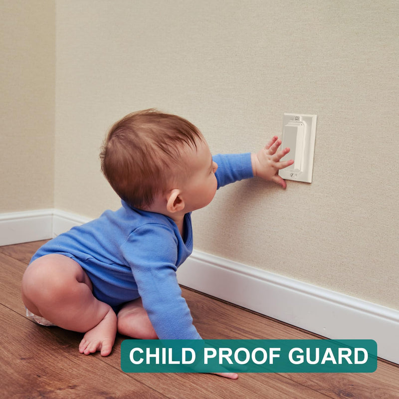 [Australia] - Light Switch Cover Guard, Child Proof Wall Switch Cover Protects Your Lights or Switches from Being Accidentally Turned ON or OFF by Children and Adults, Rocker Style (White, 2 Pack) 
