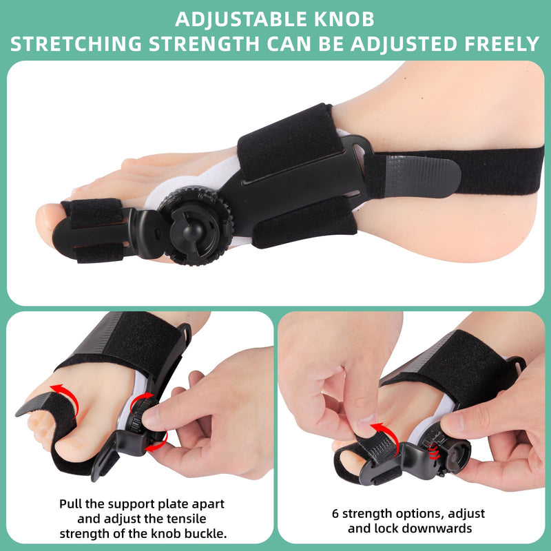 Bunion Corrector for Women & Men Big Toe, Relief Fixed Adjustable Knob Corrector, for Left and Right Foot, Black 1Pack