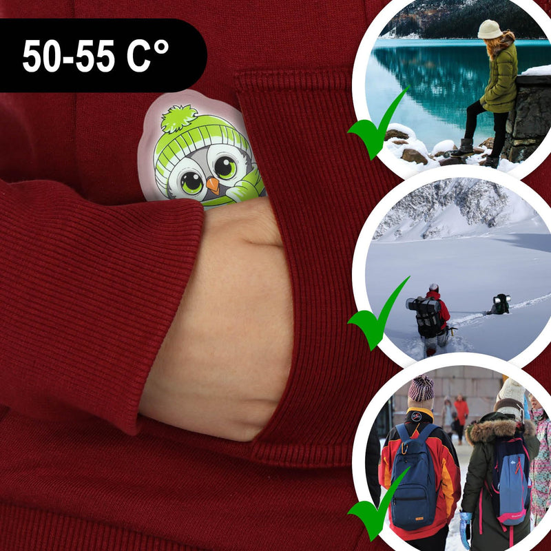 [Australia] - com-four® 4x reusable pocket warmers - hand warmers with owl motif - heat pad for cold days and for on the go - heat kink cushion (04 pieces - colorful owls) 04 pieces - colorful owls 