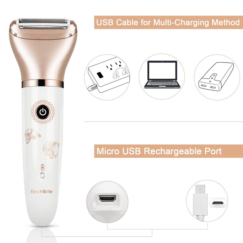 [Australia] - Electric Razor for Women - Painless 2-in-1 Women Shaver Hair Remover for Face, Legs and Underarm, Portable Waterproof Bikini Trimmer Wet and Dry Cordless Lady Hair Removal - Micro USB Recharge 