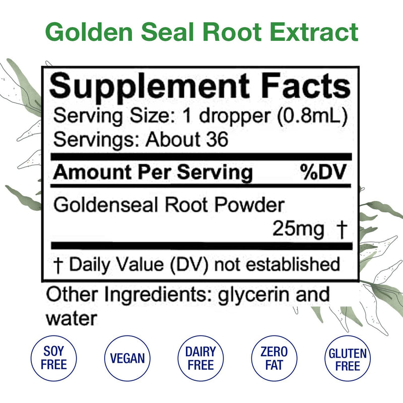 [Australia] - GoldenSeal Alcohol Free Extract Liquid – Natural, Organically Sourced GoldenSeal Root Supplement for Digestion, Respiratory & Immune Support – Cold Pressed Goldenseal Drops, 1 Fl Oz 