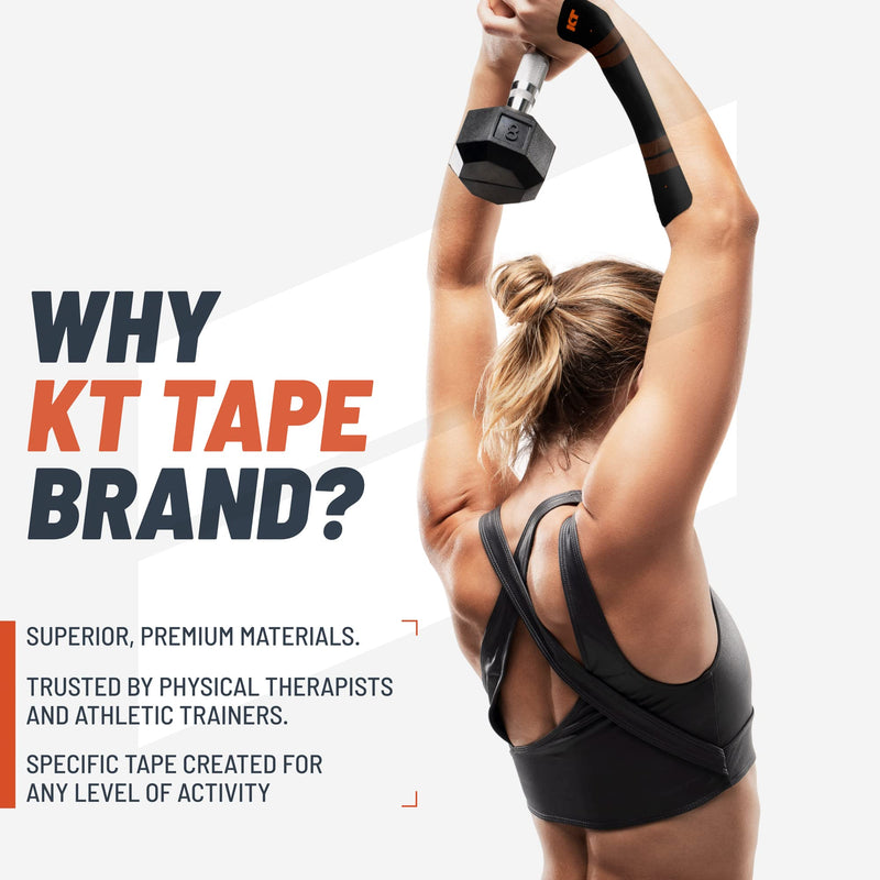 KT Tape, Pro Synthetic Kinesiology Athletic Tape, 20 Count, 10” Precut Strip STEALTH BEIGE