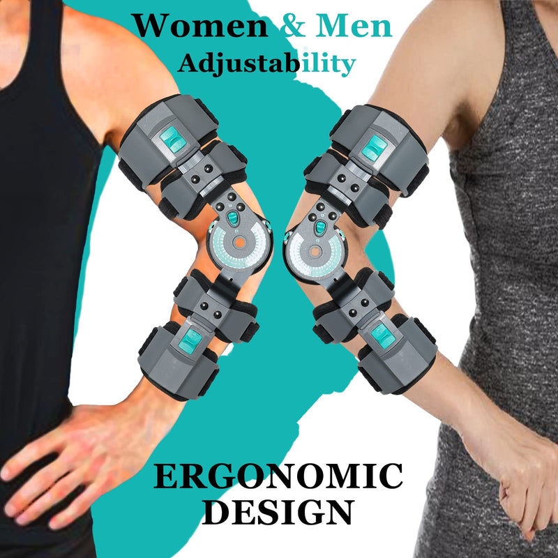 [Australia] - Hinged ROM Elbow Brace, Adjustable Post-Op Splint Stabilizer for Post-Op, Surgery Recovery, Ligament and Tendon Repairs and Dislocation, Left Green 