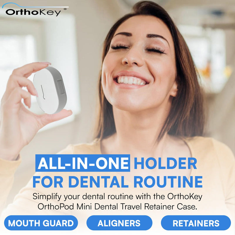 OrthoKey OrthoPod Mini Dental Travel Retainer Case - Light Blue, Versatile Orthodontic Holder for Retainers, Aligners, and Mouth Guards Orthopod Mini- Light Blue