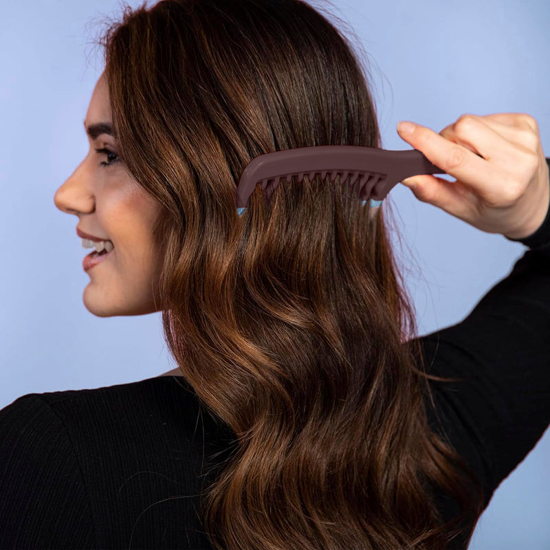 Big Hair Tools Extra Large Wide Tooth Comb for Thick, Curly, Wavy or Long Hair - Frizz-Free Detangling Shower Comb - Big Hair Comb and Microfiber Scrunchie Huckleberry