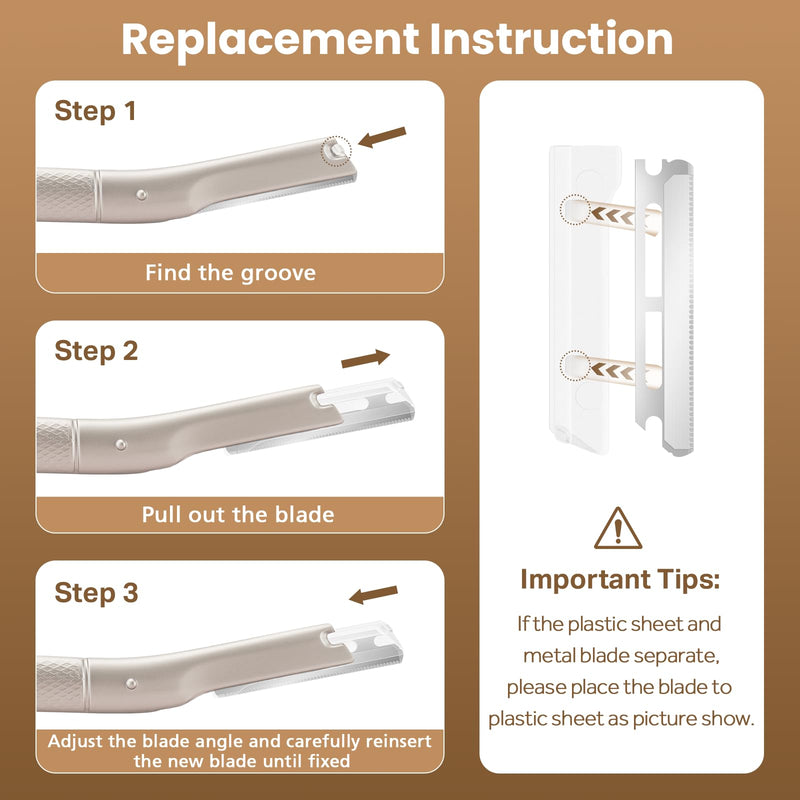 [Australia] - Eyebrow Razor Dermaplaning Tool with 10 Blade Refills Exfoliating Face Razors for Women Facial Razor for Peach Fuzz and Eyebrow Hair Removal Silver 