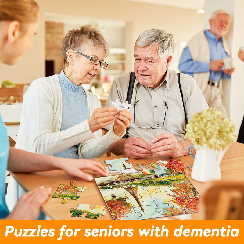 [Australia] - 5 Packs 16 Piece Large Jigsaw Puzzles for Elderly Dementia Alzheimer's Products Activities, Alzheimer's Puzzles Cognitive Games for Adults Elderly Seniors with 5 Storage Bags 