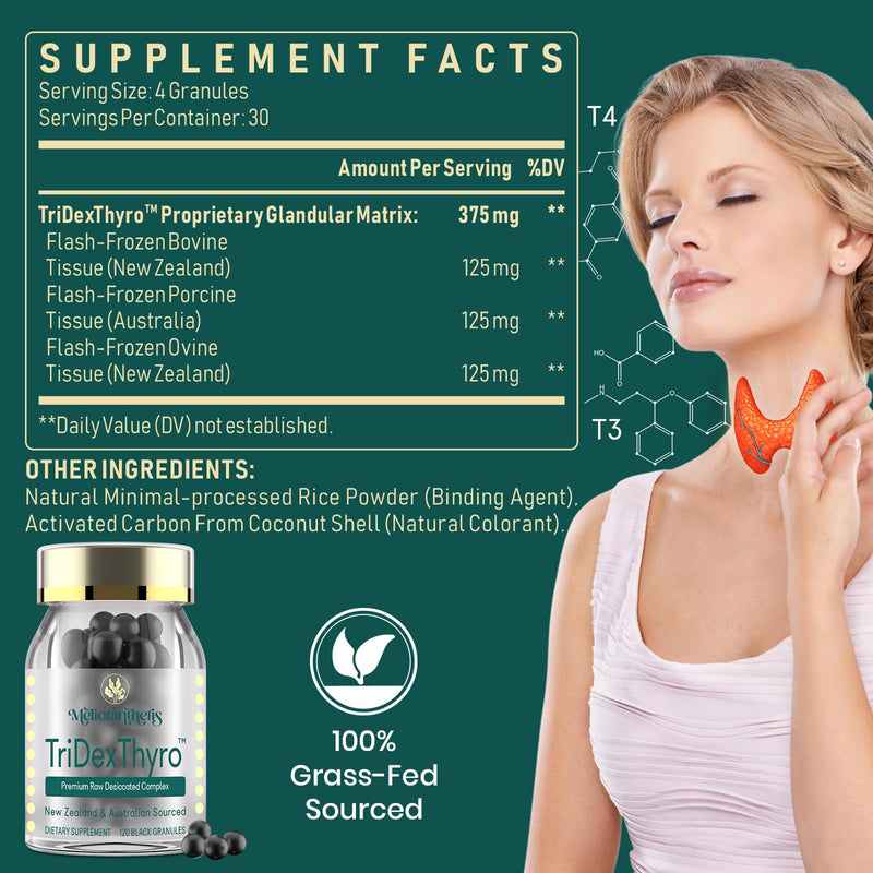 [Australia] - Thyroid Supplement ‚Äì TriDexThyro‚Ñ¢ Raw Desiccated Thyroid Complex 375 mg with Bovine, Porcine & Ovine ‚Äì120 Capsules for Women and MenÔºà1 PackÔºâ 3.37 Ounce (Pack of 1) 