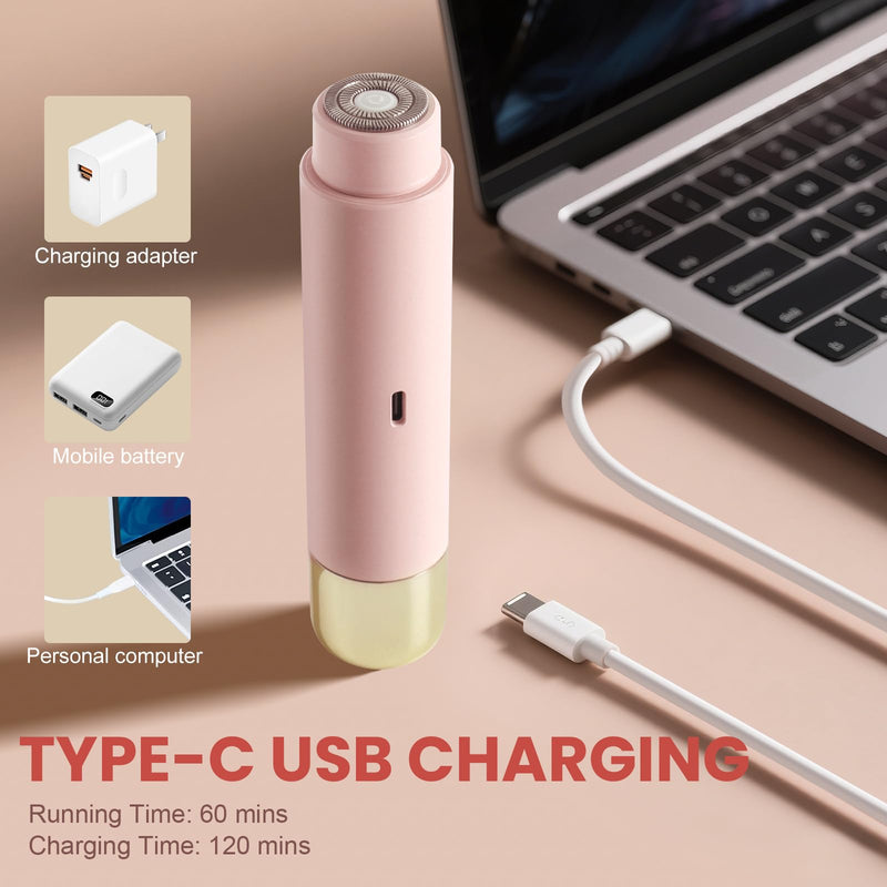 [Australia] - Electric Bikini Trimmer for Women - Dermave Bikini Shaver, Dual Head Shaver Women, 2-in-1 (Pink) Pink 
