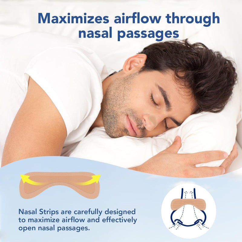 [Australia] - 60 Pcs Nose Strips for Breathing ‚Äì Extra Strength Nasal Strips for Snoring with Strong Adhesion ‚Äì Sweat Resistant Design for All Day Use ‚Äì Improves Sleep and Workout Performance Beige 