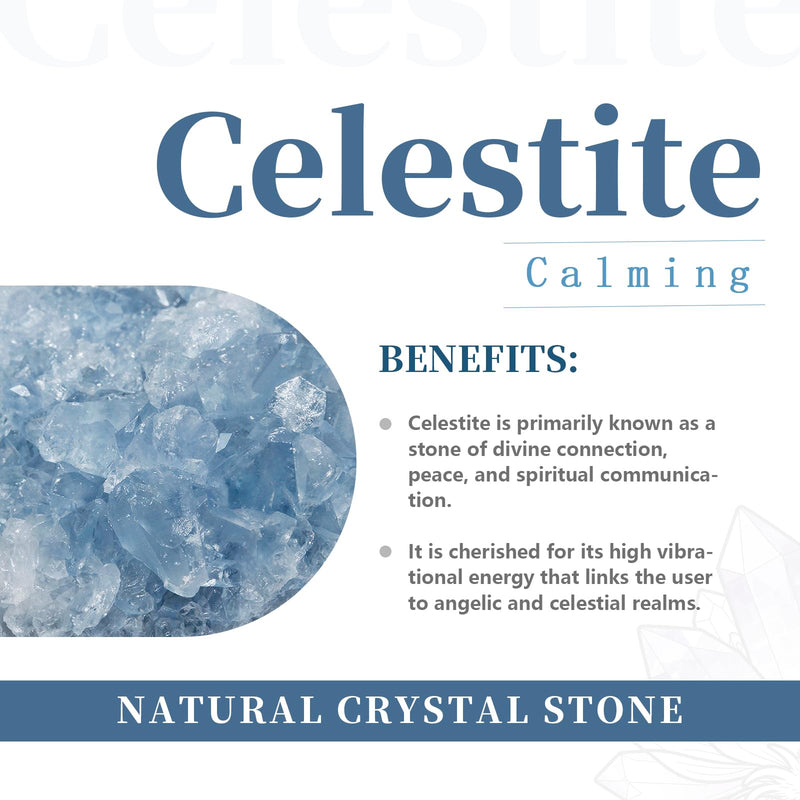 Rockcloud Natural Raw Blue Celestite 0.70-0.99 lb Healing Crystal Cluster | Irregular Geode Home Decoration Gemstone Specimen, for Meditation, Office Decor, Desk Ornament