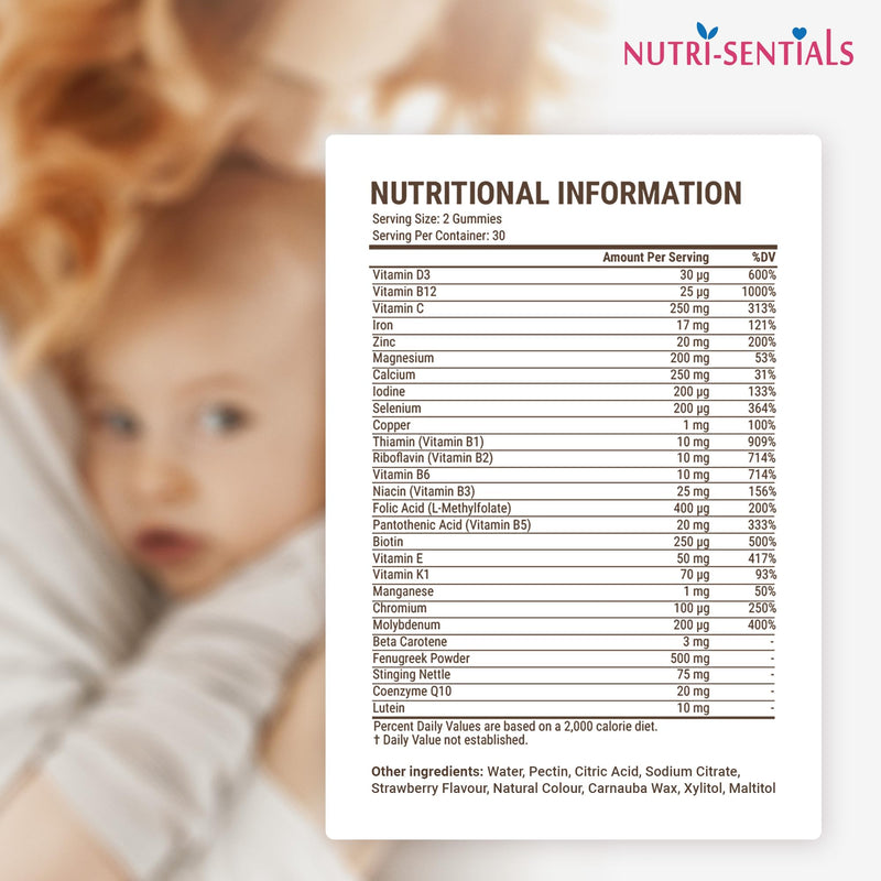 Postnatal Vitamins Gummies- Multivitamin Breastfeeding Supplement for Mums- New Mum Vitamins for Energy, Immunity & Breastfeeding Support- Organic Lactation Supplement- 60 Gummies