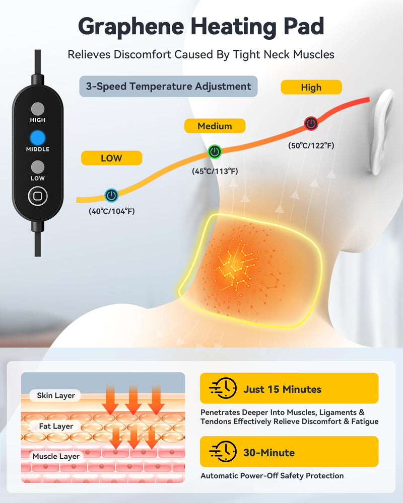 [Australia] - Heated Neck Brace Cervical Collar - Neck Support Brace with Heating Pad, Soft Foam Wraps Keep Vertebrae Stable and Aligned for Relief of Cervical Spine Pressure for Women & Men Black (M Size) Heated Style Medium (12.6-15.8 Inch) 