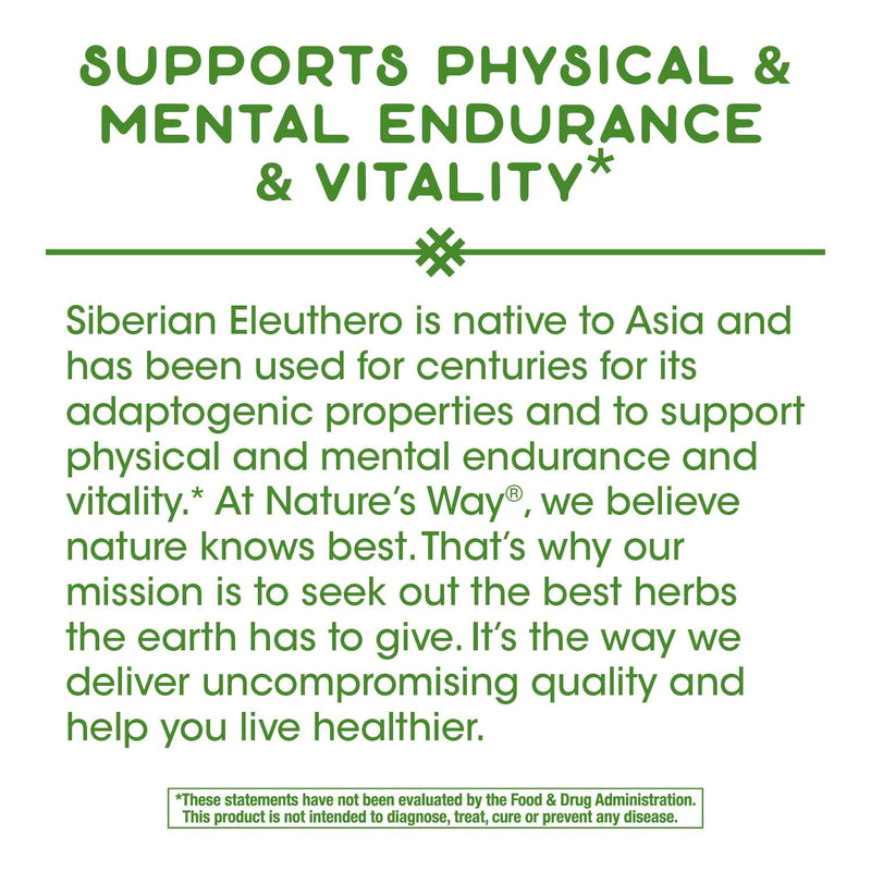 [Australia] - Nature's Way Premium Herbal Siberian Eleuthero, 1,275 mg per serving, 180 VCaps 180 Count (Pack of 1) 
