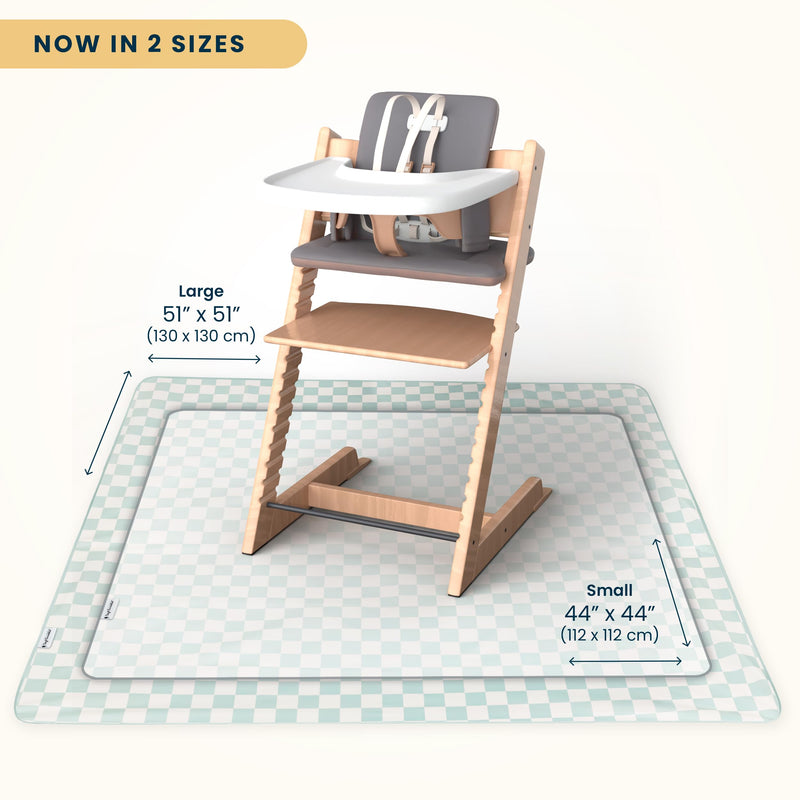 [Australia] - Tiny Twinkle Mess-Proof Splat Mats for Under high Chairs or Table Cover Art Projects for Baby and Toddler - Waterproof, Washable Floor or Table Splash mat 51" x 51" (Sage Checkers) 51x51inch Sage Checkers 
