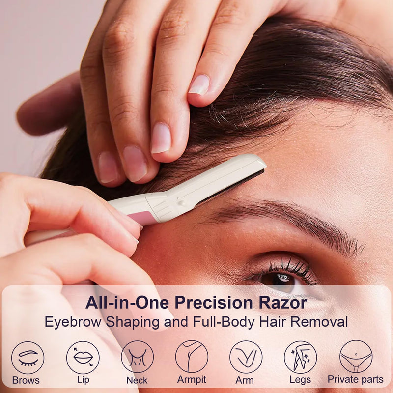 Dermaplane Razor - Facial Razor for Women - Dermaplaning Tool, with 19 Microblades for Face, Peach Fuzz Remover, Remove Facial Hair for Smoother Skin and Perfectly Shape Brows, Pearl Blush Pearl Blush Razor