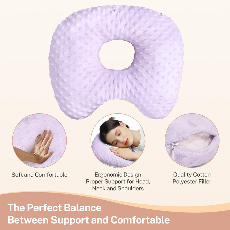 [Australia] - Ear Piercing Pillow for Side Sleepers with an Ear Hole - CNH and Ear Pain Ear Inflammation Pressure Sores, Washable and Adjustable Ear Guard Pillow with Cotton Polyester (Purple) 