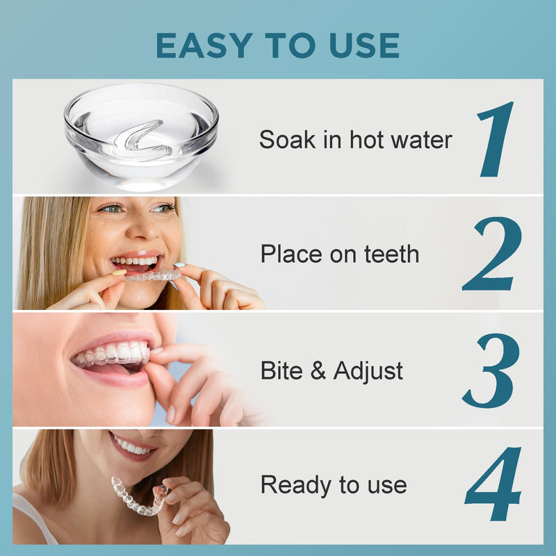 [Australia] - Mouth Guard for Grinding Teeth at Night: Night Guards for Teeth Clenching Custom Fit for Nighttime Protection - 4 Pack 20 Cleansing Tablets 