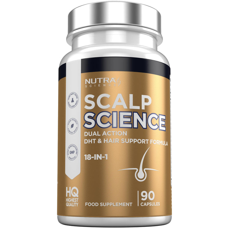 Scalp Science Advanced DHT Blocker Tablets Hair Growth Vitamins for Men and Women – 10,000mcg Biotin + Pumpkin Seed & Nettle Root – 90 Vegan Capsules