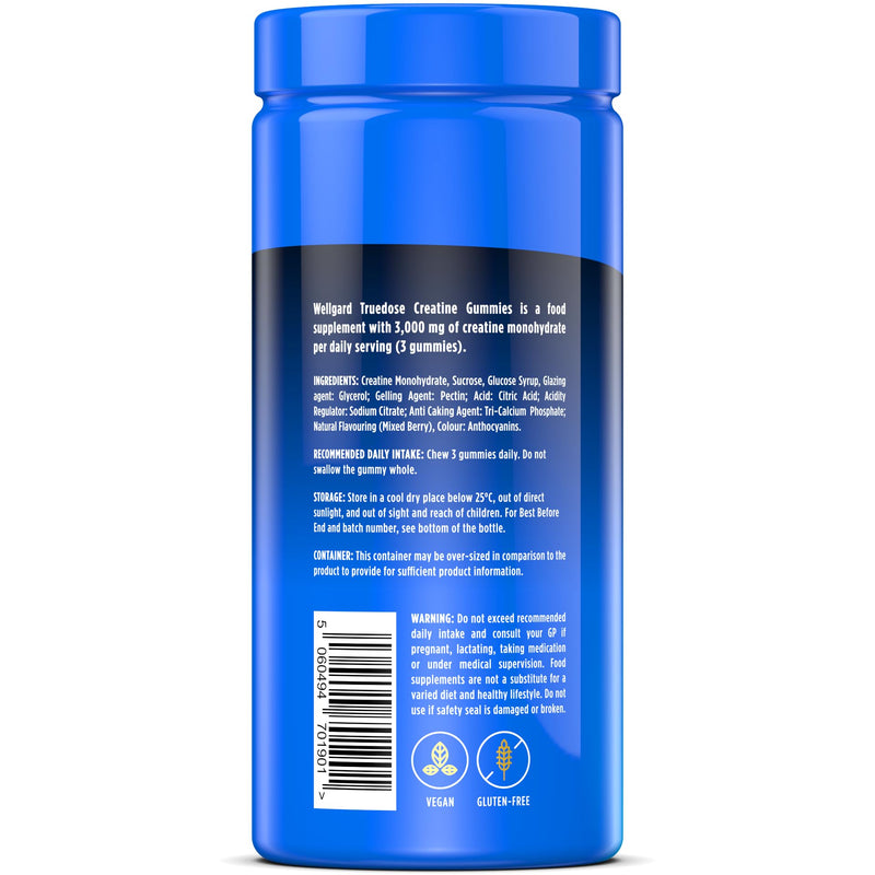 Wellgard Creatine Gummies - Truedose 3000mg Creatine Monohydrate Gummy, Batch Tested & Lab Verified, 90 Gummies 30 Day Supply, Vegan