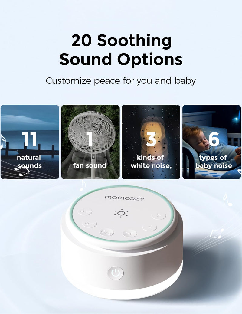 [Australia] - Momcozy Sound Machine for Baby-20 Soothing Sounds & Touch Light Portable White Noise for Kids & Adults for Sleeping Timer and Memory | Ideal Travel Companion & Nursery Must-Have & Outing Cold Light 