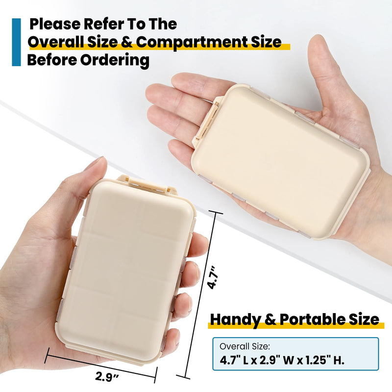 [Australia] - 3 Pack, 14 GRIDS Travel Pill Organizer Box with Labels - Travel Medicine Case Kit - Pocket Daily Pharmacy Container - Travel Medication Holder Dispenser for Fish Oil Vitamin Supplement Storage Khaki+pink+grey 