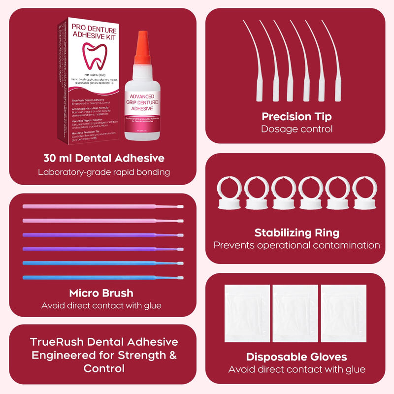 Dental Lab Instant Bonding Dental Glue for Dentures & Lab Tools - Fast-Setting in 15-60 Sec | Crack Repair & Gap Filling | Long-Lasting Hold (Days to Weeks) – 1oz