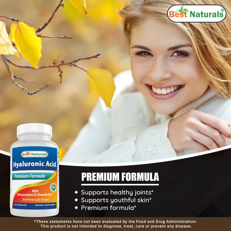 [Australia] - Best Naturals Hyaluronic Acid 100 mg 120 Capsules - Support Healthy Joints and Youthful Skin (859375002702) 120 Count (Pack of 1) 