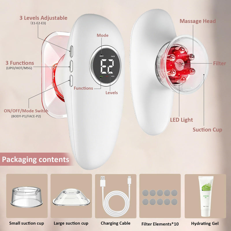 Body Sculpting Machine, 4 in 1 Cellulite Remover for Legs, Adjustable Cellulite Massage Tool, Home Use Cupping Therapy Tool for Belly, Waist, Arms, Legs and Face (Beige) Beige