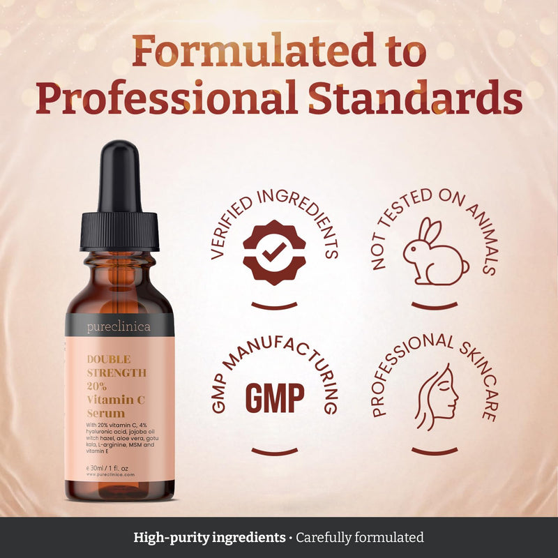 20% Vitamin C Serum (with 4% HA, 2.5% L-Arginine, 2.5% Vitamin E, & 1% Ferulic Acid) – 30ml / 1 fl oz 1 Fl Oz (Pack of 1)