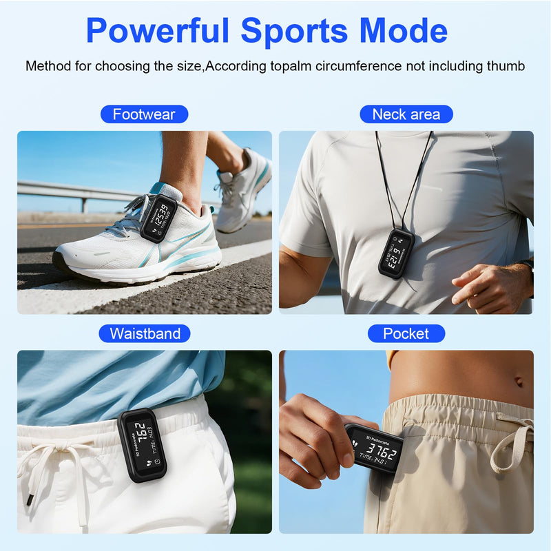 [Australia] - 3D Pedometer Step Counter for Walking, Running & Fitness - Accurate Step & Calorie Tracker with LCD Display, Waist Clip & Armband, Rechargeable Battery - Track Daily Activity & Health Data black 