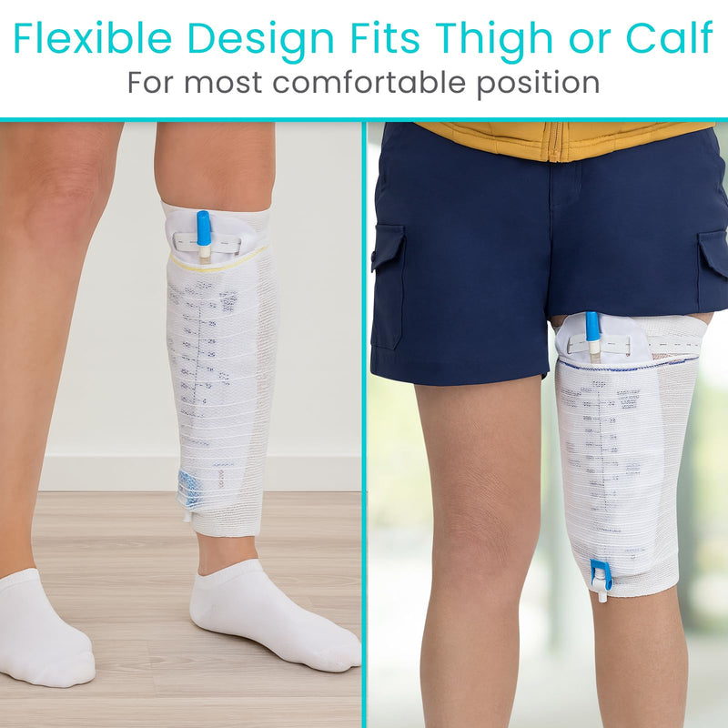 [Australia] - Vive Catheter Leg Bag Holder for Men & Women (2 Pack) - Nephrostomy & Foley Catheter Bag Holder & Cover - Urine Drainage & Storage Bag Holder Stays in Place - Catheter Stabilization (Medium) Medium 